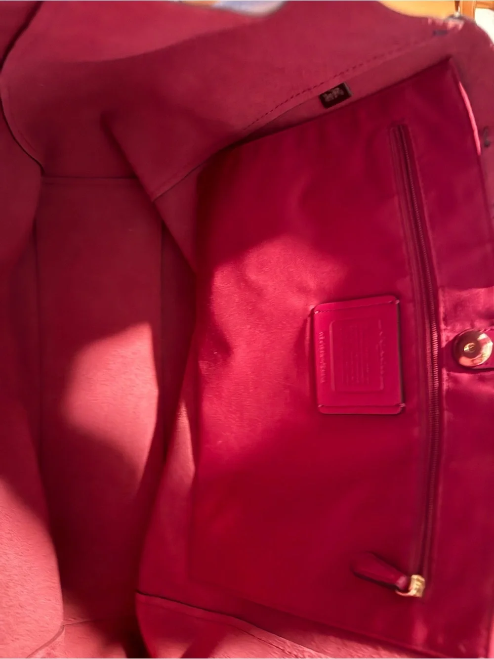 Coach Leather Hobo in Burgundy with Gold Logo